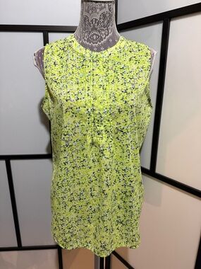 Liz Claiborne Neon Yellow Speckled Sleeveless Shell Top